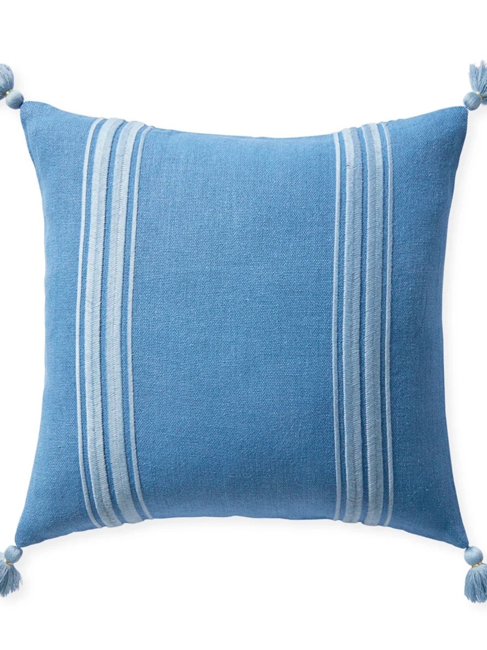 Serena & Lily Harbor Blue Stripe Tassel Accent Pillow